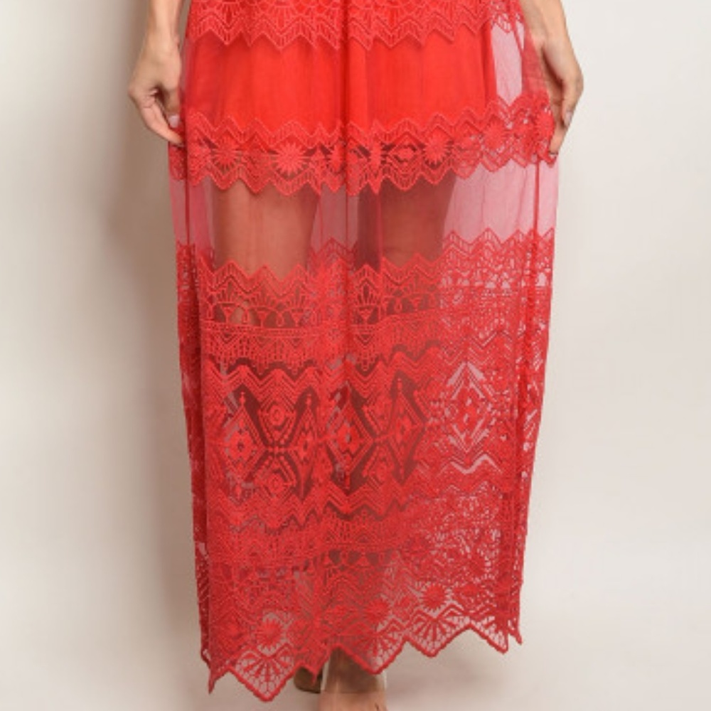 GIRLY & FLIRTY RED LACE DRESS - Picture 6 of 8